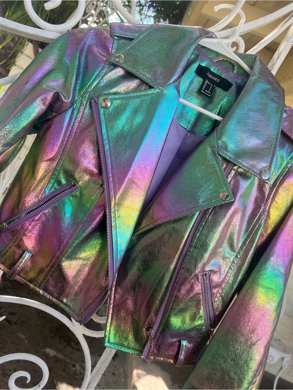 Iridescent Multicolor Moto Party Jacket festival rave